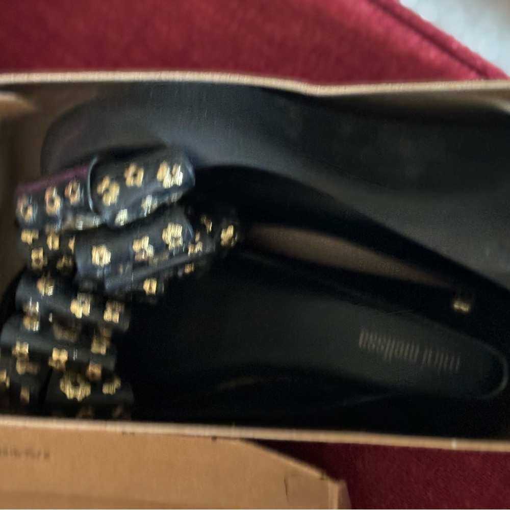 Mini Melissa Black Dress Shoes with Gold Stud Embellishment
